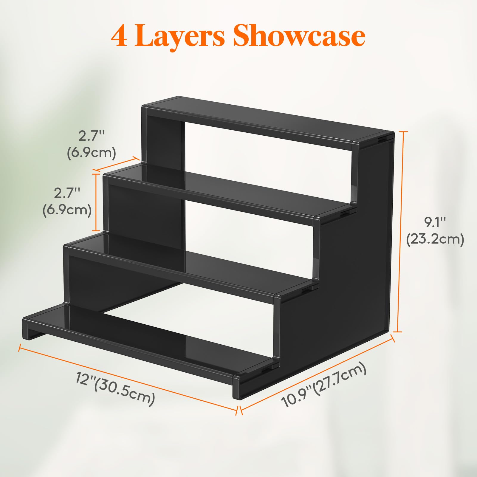 Lifewit Plastic 12 Inch Dark Cologne Stand, Step Perfume Organizer, Tool-free Assembly, Display Stand Shelf for Fragrance, Skinc